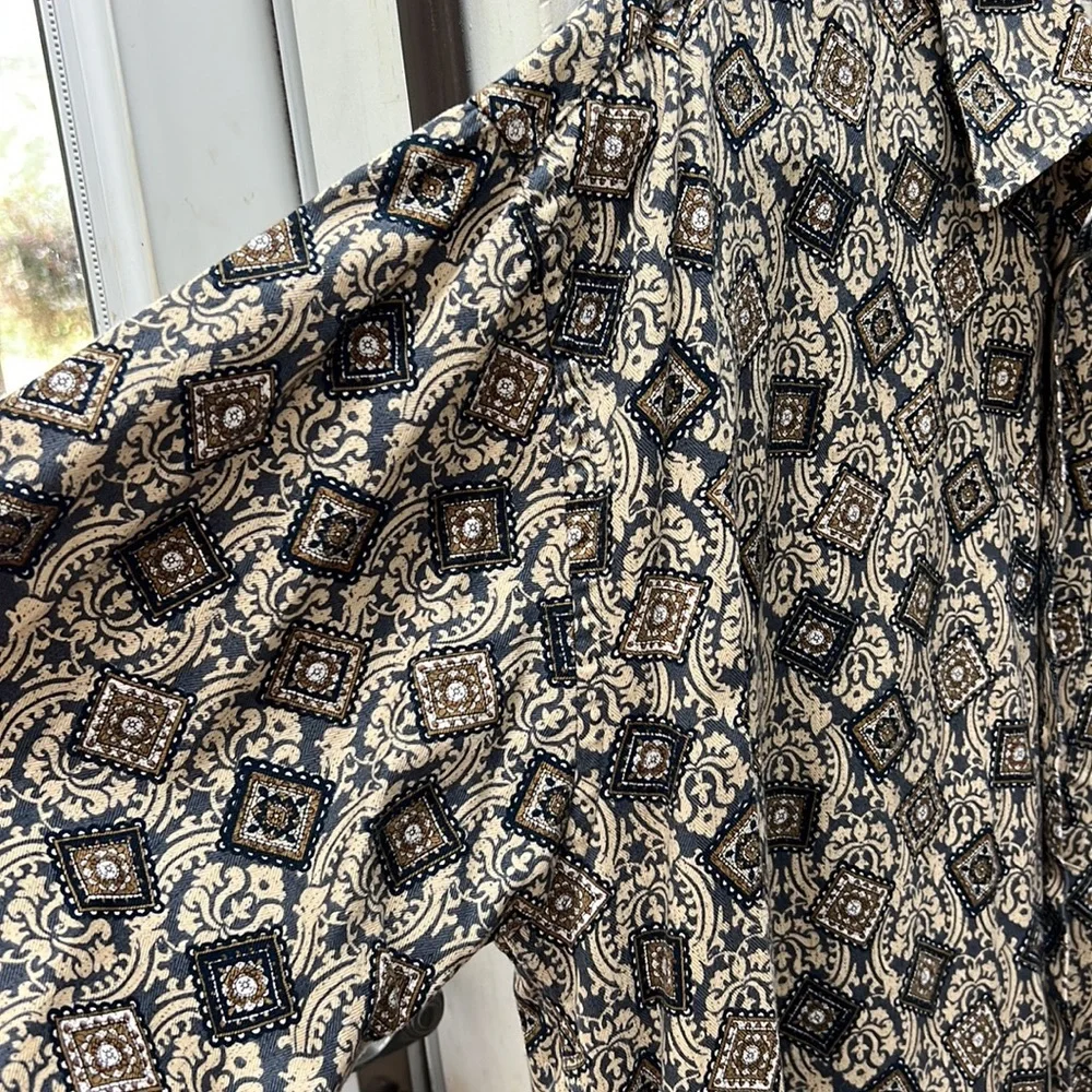 Brocade Stamp Flannel Cotton Men’s Shirt L - Picture 9 of 9
